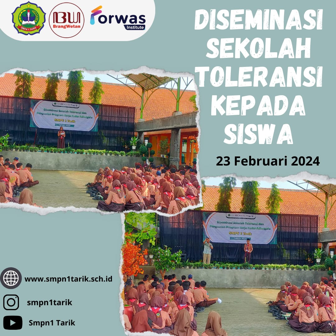 Deseminasi Nilai-nilai Toleransi kepada Siswa di SMPN 1 Tarik.